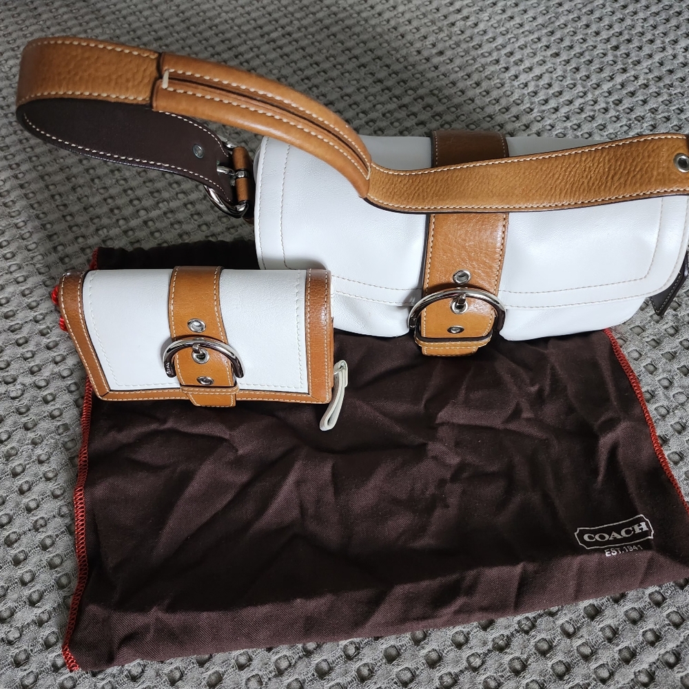 Coach Vintage Wallet and Bag White and Tan.